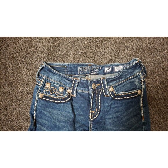 Miss Me JPD1017 Easy Boot Jeans Womens 25X30 Dark Wash Flap Pocket Denim Stitch - Picture 2 of 4